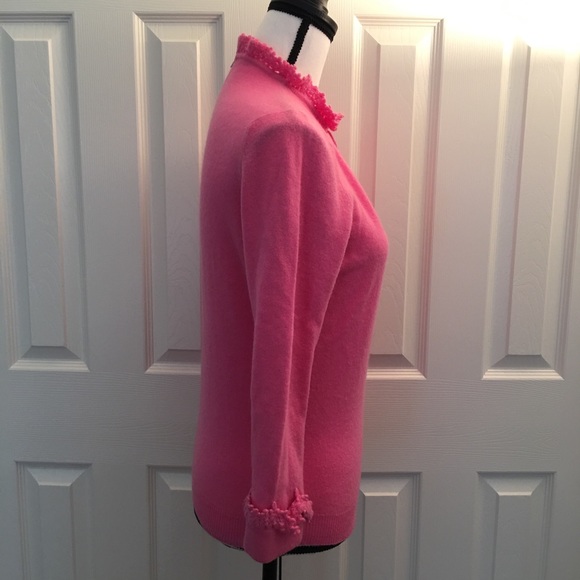 Cashmere bow lace high neck Victorian Barbie pink sweater - Picture 3 of 8
